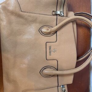 Vera Wang Tan Leather Shoulder Bag